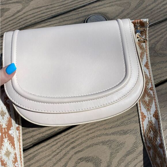 Light pink boho western saddle bag crossbody thick strap purse - Picture 3 of 10